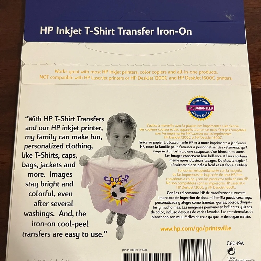 2 Packs New Sealed HP Inkjet T-Shirt Transfer Iron-On Sheets, 10 sheets New